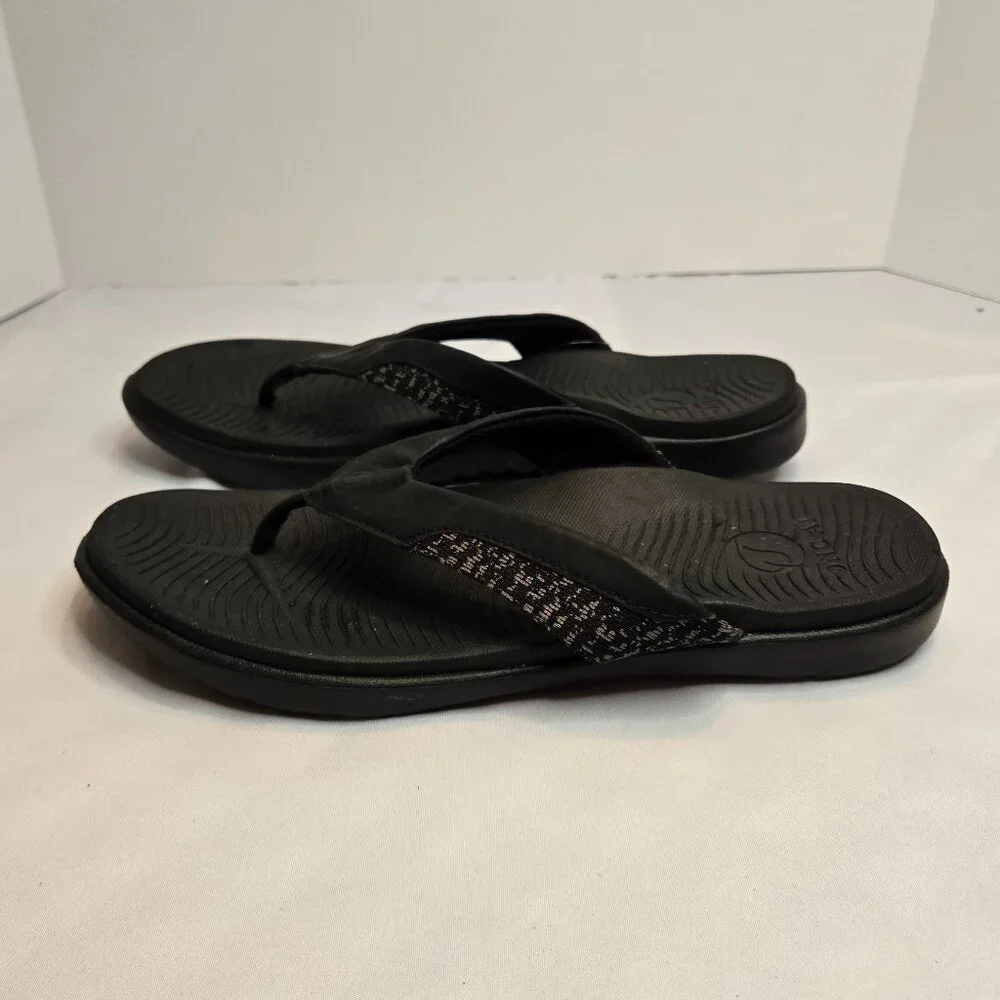 ONCAI Mens Flip Flop Open Toe Athletic Straps Orthotic Sport Sandal Sz 13 Black